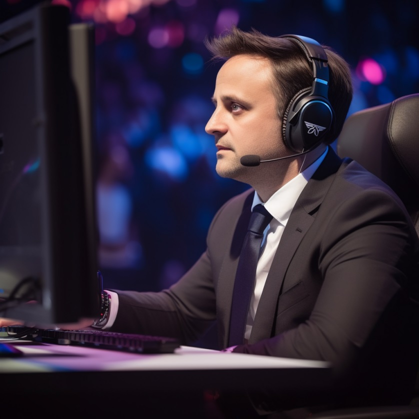 YH Prime minister Xavier Bettel playing the finals of League of Legends